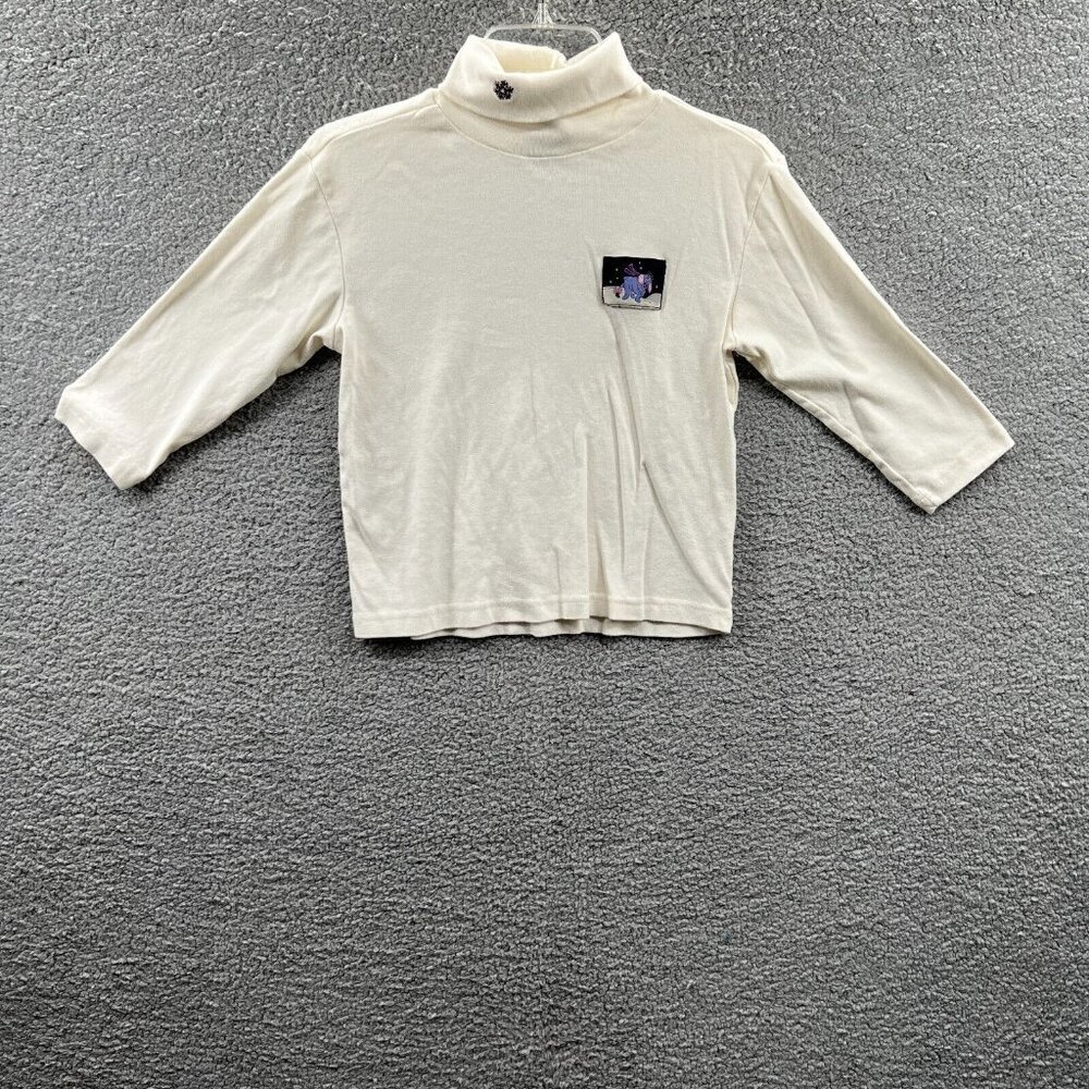 Disney Store Womens Top Medium Off White Eeyore Long Sleeve Turtle Neck Pullover